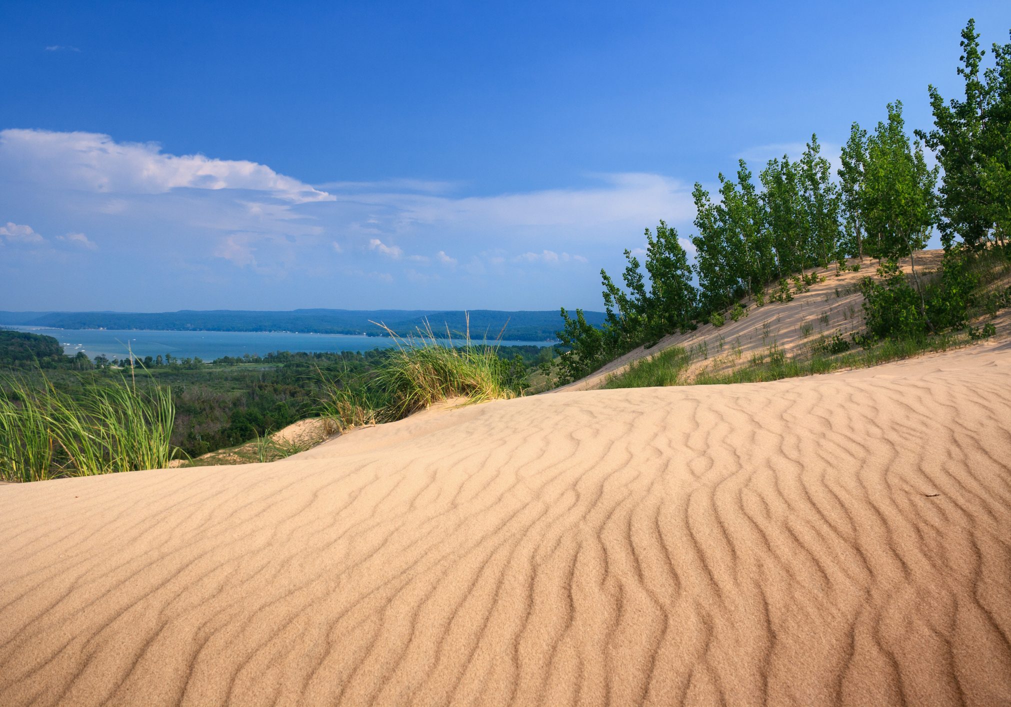 Glen Lake over the ripples of Sleeping Bear Dunes